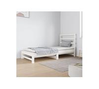 Slaapbank uitschuifbaar massief grenenhout wit 2x(90x190) cm3124748