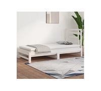 vidaXL Lit Coulissant Lit de Jour Canapé-lit Cadre de Lit d'Invité Lit d'Appoint Canapé de Salon Chambre Blanc 2X(90x200) cm Bois de Pin Massif