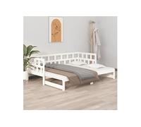 Lit Coulissant Blanc Bois de Pin Solide 2x(90x200) cm Canapé-lit Salon vidaXL