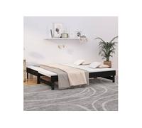vidaXL – Lit coulissant 823398 en bois de pin massif – Noir – 2x(75x190) cm