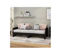 vidaXL Lit coulissant 820256 Bois de pin solide Noir 2x(90x200) cm