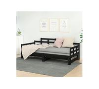 Slaapbank uitschuifbaar massief grenenhout zwart 2x(90x200) cm820346