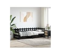 Vidaxl Lit Coulissant Sans Matelas Noir 2x(90x200) Cm Bois Massif Marron