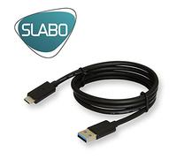 Slabo Set 3 en 1 pour Huawei MediaPad M5 (10.8") | M5 (8.4") | M5 Lite (10.1") | M5 Pro (10.8") | M6 (10.8") | etc. Câble de Données USB-C | Mini Chargeur pour Voiture | Chargeur USB Slim - Noir