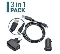 Slabo Set 3 en 1 pour Ulefone Armor X5 | X6 | X7 | Note 7 | Note 7P | P6000 Plus | S1 Câble de Données Micro USB | Mini Chargeur pour Voiture | Chargeur USB Slim - Noir