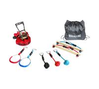 Slackers - Set apprentissage Ninja Line | Parcours de 11 mètres avec 7 accessoires suspendus - Sangle utilisable comme Slackline