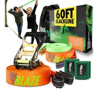 Slackline Débutant Kit Complet - Sangle d'apprentissage Protecteurs d'arbre Sac de Transport - Dernière Technologie à Cliquet et de Poignée Ergonomiques - Parfait Activité Fun en Plein Air