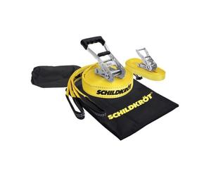 Slackline - SCHILDKROT - 15 m de long x 5 cm de large - Cliquet en métal - Sangle d’apprentissage incluse - Max 150 kg