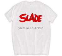 Slade T-Shirt, The Early 1970s English Glam Rock Band Black Or White Tee Shirt Men Cotton Tshirt Summer Fashion Top Tees White Manches Courtes(X-Large)
