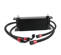 SLAHAJ Refroidisseur de Transmission Kit de Refroidisseur d'huile Moteur AN10 Universel 10 et 15 rangées avec Adaptateur Sandwich pour Filtre à Huile Oil Cooler(15 Row Oil Pipe joi)