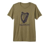 Slainte Harpe Celtique Irlandaise Cheers St Patrick rétro T-Shirt Haut de Gamme