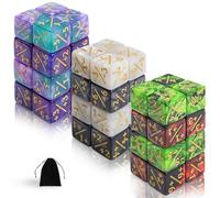 SLAKOZYT Lot de dés dés MTG Glitter Sparkle Dice, Fidélité Cube Starry Marble D6 Compatible (48 Nuits étoilées Violet Rouge Vert Noir Blanc)