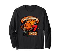Slam Basketball Dunk Into 7th Birthday Garçons Kids Seven Manche Longue