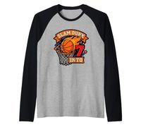 Slam Basketball Dunk Into 7th Birthday Garçons Kids Seven Manche Raglan