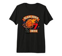 Slam Basketball Dunk Into 7th Birthday Garçons Kids Seven T-Shirt Haut de Gamme