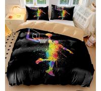 Slam Dunk Parure de lit en microfibre douce avec housse de couette en microfibre douce pour décoration de chambre d'adolescent et garçon (style 5, lit simple 135 x 200 cm + 50 x 75 x 2)