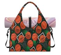 Slam Dunk Sac de sport de basket-ball avec compartiment à chaussures Imprimé basket-ball Sac de week-end Sac fourre-tout pour salle de sport, yoga, voyage, couleur, L, Sac de voyage