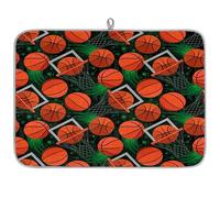 Slam Dunk Tapis de séchage absorbant en microfibre pour vaisselle Motif basket-ball 40,6 x 45,7 cm