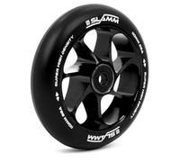 Slamm Roue d'équipe 110 mm noir et noir | Roue simple pour trottinette Stunt avec noyau en aluminium | Dureté 88A super rebond et polyuréthane haute densité | Roulements chromés ABEC-9 montés