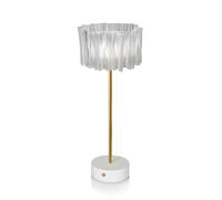 SLAMP lampe de table ACCORDEON BATTERY (Prisme et laiton avec base blanche - Lentiflex)
