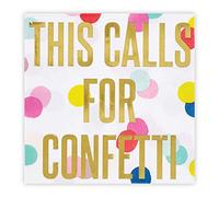 Slant Collections Cocktail Napkins Colorful Gold Foil Disposable Paper Party Napkins, 20-Count, Calls for Confetti