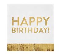 Slant Collections Lot de 20 serviettes en papier à franges pour fête d'anniversaire, cocktail/boisson, Happy Birthday