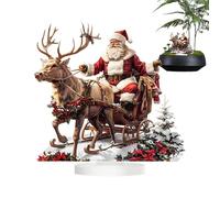 Slant Santa - Figurine de Noël en Acrylique 2D | Élégant décor de Vacances de Bureau pour la Maison, Le Bureau et Les décorations d'arbres de Noël, Noël du Père Noël avec renneurs, thème Winter