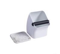 Slanted Coffee Knock Box with Lid Non-Slip Base(White) | Slanted design, silicone base, prevents spills, keeps counter pour clean, stable during knocking