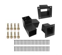 Slanted Roof Pergola Bracket Wall Mount for 4x4 inch Posts, 3-Way | Unidirectional Steel Gazebo Hardware Kit with Screws for Outdoor Garden Structure (Black)(Left 15° set)