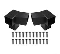 Slanted Roof Pergola Bracket Wall Mount for 4x4 inch Posts, 3-Way | Unidirectional Steel Gazebo Hardware Kit with Screws for Outdoor Garden Structure (Black)(Left 15°+Right 15°)
