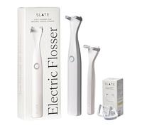 Slate Flosser Clean Slate Set - Fil dentaire électrique Origin + mini fil dentaire de voyage + 12 têtes de fil lisse - Sonique, balai à gencives et gratte-langue 3 en 1 - Non toxique, sans PFAS - Avec