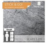 Slate-Lite Stick & Go Lot de 6 carreaux de placage en pierre, 30 x 60 cm, 1,06 m², surface en pierre naturelle, installation facile, plusieurs options de couleur (gris argenté)