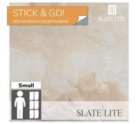 Slate-Lite Stick & Go Lot de 6 carreaux de placage en pierre, 30 x 60 cm, surface en pierre naturelle, installation facile, plusieurs options de couleur (blanc)