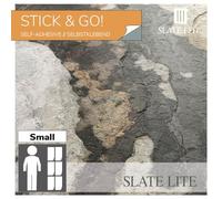 Slate-Lite Stick & Go Lot de 6 carreaux de placage en pierre véritable, 30 x 60 cm, 1,6 m² - Surface en ardoise naturelle et mica avec des variations de couleurs uniques, installation facile à