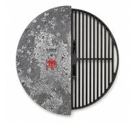 SLATEEX® Plaque de cuisson demi-lune en stéatite - 46,2 x 23 x 3 cm - Gris - Pour Monolith Icon, répartition uniforme de la chaleur, viande, poisson et légumes