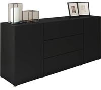 Slavia Maison Commode Chambre Berlin 150, Meuble de Rangement 3 Tiroirs 2 Portes, Commode pour Le Salon, Design Moderne, Panneau Stratifié de Haute Qualité, Noir Graphite