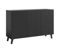 Slavia Maison Commode pour la Chambre à Coucher Phuket 120, Commode pour Le Salon, Meubles pour la Chambre à Coucher, 3 Portes, Pieds Noirs, Stratifié et MDF, Noir Graphite Chevron Fraisé