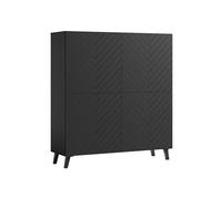 Slavia Maison Commode pour la Chambre à Coucher Phuket 120, Commode pour Le Salon, Meubles pour la Chambre à Coucher, Highboard Push-to-Open, Stratifié et MDF, Noir Graphite Chevron Fraisé