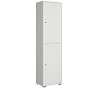 Slavia Maison Garde-Robe Dino 026, Armoire Chambre Haute à 2 Portes, Meuble de Rangement Étroit, Armoire de Rangement Spacieuse, Design Moderne Gain de Place, Stratifié, Blanc et Blanc