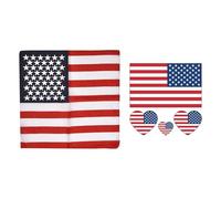 SLAXJNE 1 Bandana, 1 Autocollant De Tatouage, Bandeau Drapeau Américain, Bandana Drapeau Américain, Bandeau Étoile, Écharpe En Denim, Bandana Nouveauté