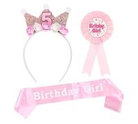 SLAXJNE 1 Bandeau De Cinquième Anniversaire, 1 Bandoulière, 1 Badge, Couronne d'anniversaire pour Filles, Couronne pour Enfants pour Filles, Couronne d'anniversaire pour Enfants.