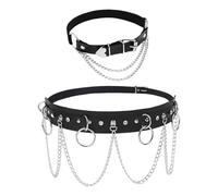 SLAXJNE 1 Ceinture Femme, 1 Collier Clip Love Tail, Ceinture Vêtements Gothique, Ceinture Chaîne Femme, Ceinture Style Punk