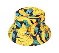 SLAXJNE 1 Chapeau De Pêche Pour Femmes, Chapeau Seau À Motif Banane, Chapeau De Soleil D'Été Pour Femmes, Chapeau Pliable