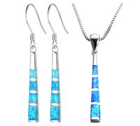 SLAXJNE 1 Paire De Boucles d'oreilles Trapèze Et 1 Petit Collier Rectangulaire, Bijoux Bleus pour Femmes, Boucles d'oreilles Mode Rétro, Boucles d'oreilles Personnalisées, Accessoires Vestimentaires