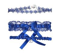 SLAXJNE 1 Paire De Jarretelles Et 1 Collier, Jarretières en Dentelle, Jarretières De Mariage, Bandes De Jambes À Nœud, Bijoux De Mariée, Accessoires Vestimentaires