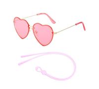SLAXJNE 1 Paire De Lunettes D'Amour, 1 Chaîne De Lunettes, Des Lunettes En Forme De Cœur Couleur Bonbon, Des Lunettes À Verres Roses, Des Lunettes De Style Fête, Des Lunettes Sans Monture Originales
