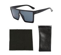 SLAXJNE 1 Paire De Lunettes De Soleil À Monture Carrée, 1 Chiffon À Lunettes, 1 Sac À Lunettes, Lunettes De Soleil Une Pièce, Lunettes De Soleil Rétro À Dessus Plat