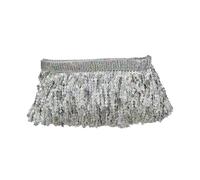 SLAXJNE 1 Pièce De Pompon À Paillettes De 5 M, Garniture De Pompon Brillant, Pompon De Bricolage, Artisanat, Accessoires De Vêtements De Performance, Pompon pour La Couture (Argent)