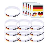 SLAXJNE 10 Bracelets Allemands, 5 Autocollants De Tatouage Allemands, Bracelets De Fans Allemands, Bracelets en Silicone Allemands, Bracelets en Silicone