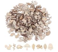 SLAXJNE 150 Pièces d'animaux De La Forêt en Bois, Décorations Forestières, Décorations Dispersées d'automne, Matériaux D'Artisanat en Bois, Copeaux De Bois